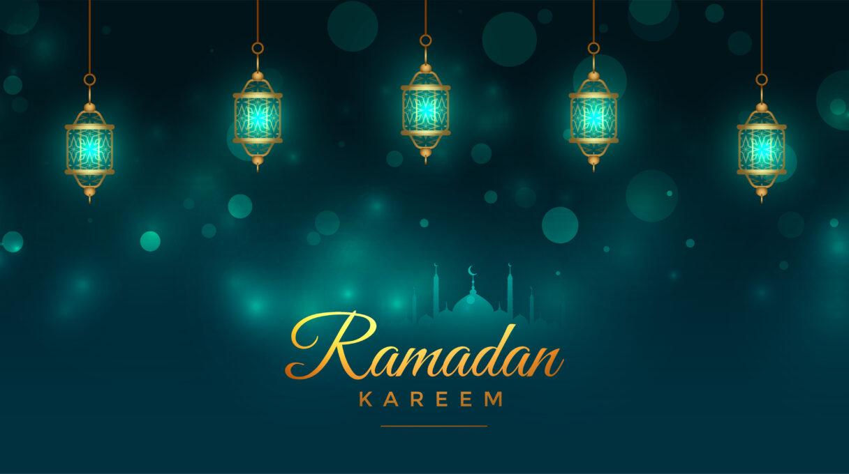 beautiful ramadan kareem islamic lantern lamps banner Bendito Ramadán