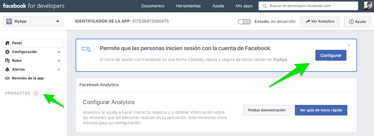 Crear app Facebook for Developers :: Configuración cliente OAuth